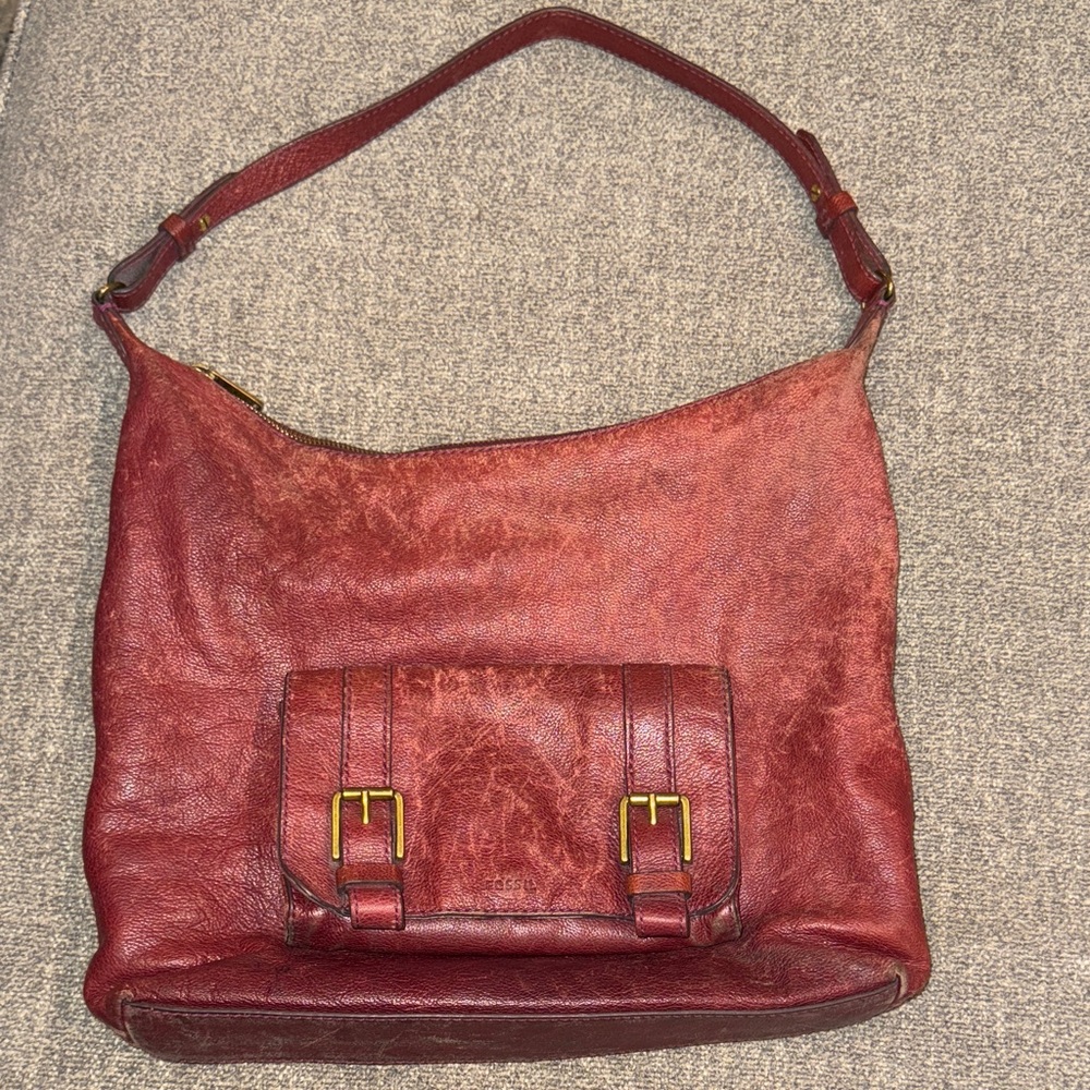 Fossil Burgundy Leather Shoulder Bag